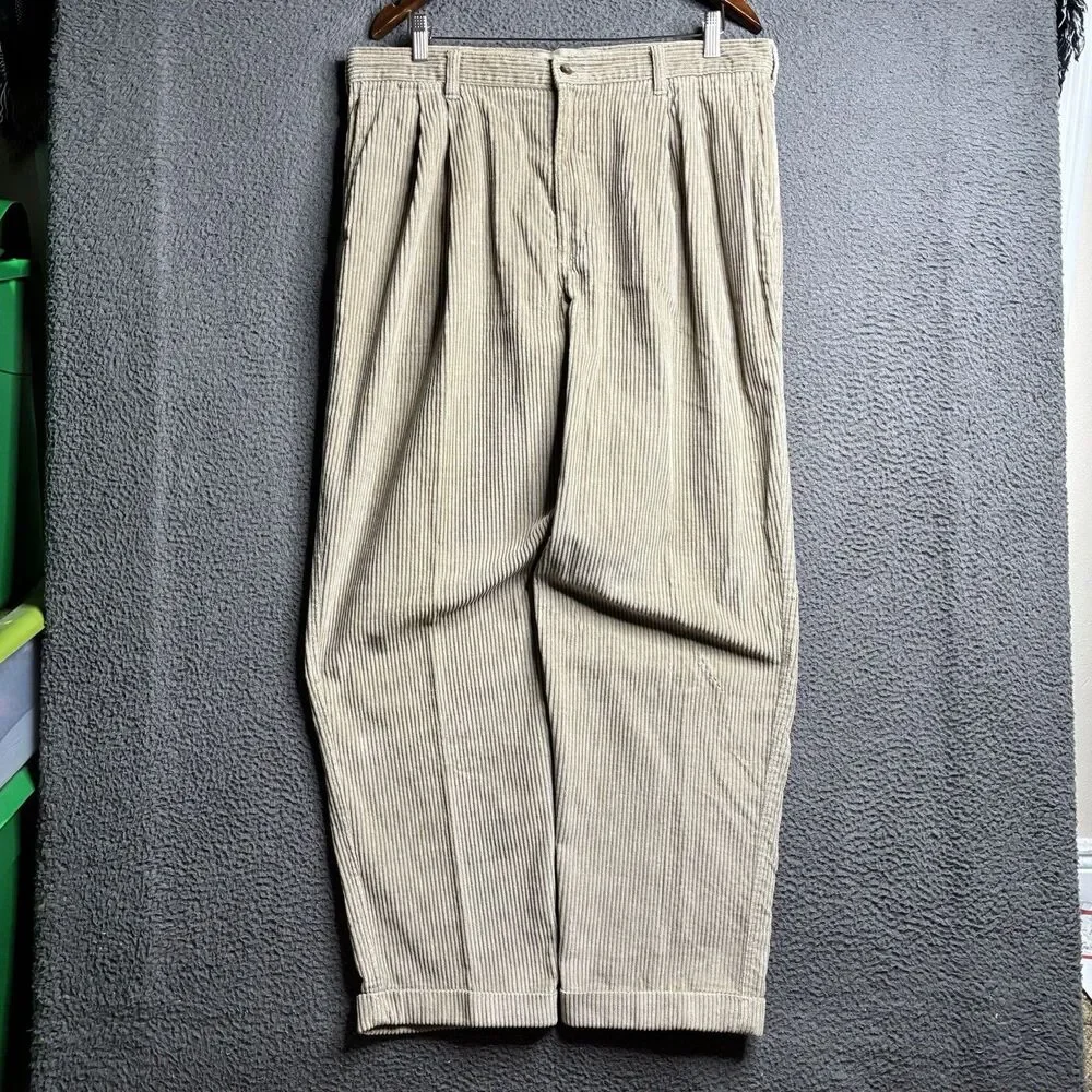 Vintage 90'S Dockers Khakis corduroy pants two-pleat wide wale men's size 36x32